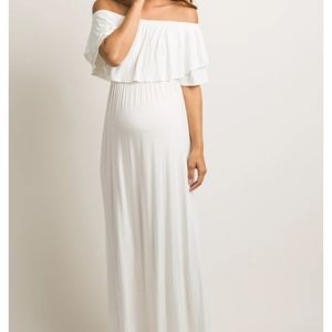 Ivory Pink Blush Maxi Maternity Dress